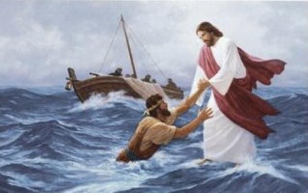The Lord Jesus and one of his prominent disciples, Peter.